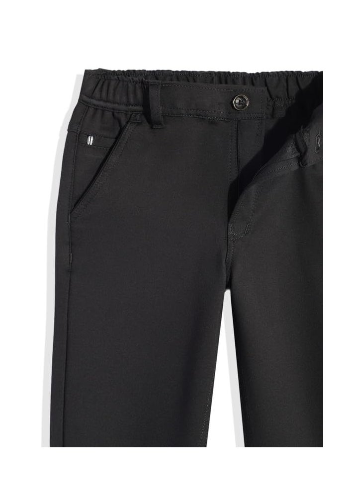 CAVIO Boys Stretchable Solid Regular Fit Trousers with Belt - Dark Grey - Image 3