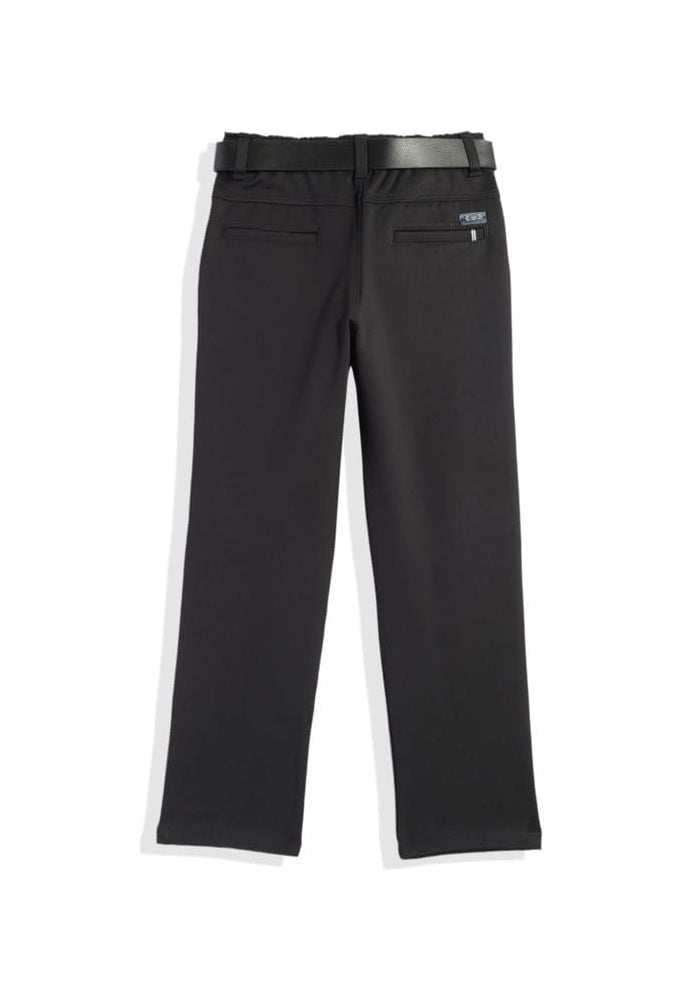 CAVIO Boys Stretchable Solid Regular Fit Trousers with Belt - Dark Grey - Image 2