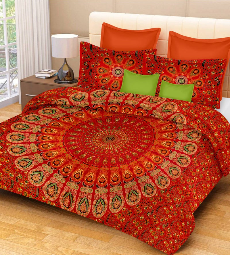 Pure Comfort 120 TC Cotton Bedsheet with 2 Pillow Covers - Floral, King Size, Red - Image 5