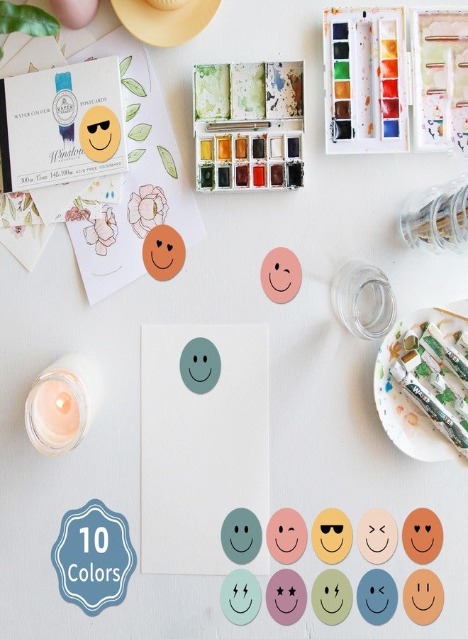 ANSTROUT 6000 Pieces Boho Happy Smile Face Stickers for School Reward Behavior Chart,3/8 Inch in Diameter Round Bohemian Style Reward Labels 10 Styles Happy Face Stickers for Teachers (50 Sheets) - Image 3
