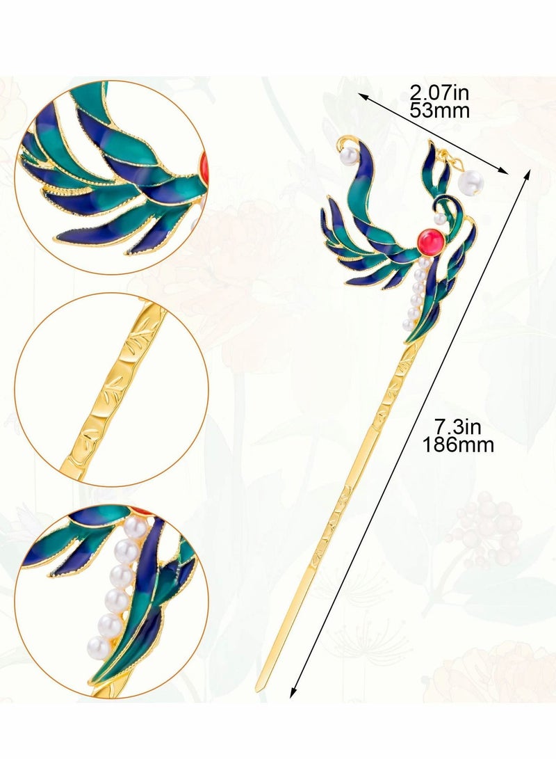 Y&D Chinese Hair Chopsticks, 2Pcs Vintage Pearl Rhinestones Sticks, Chignon Pin Chopsticks Styling Making Accessories for Women Long - Image 4