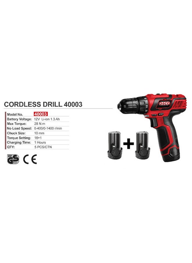 OSCO Osco Li-Ion Cordless Drill 12 Volt 1.3 Amp - Tow Battary  - Image 3