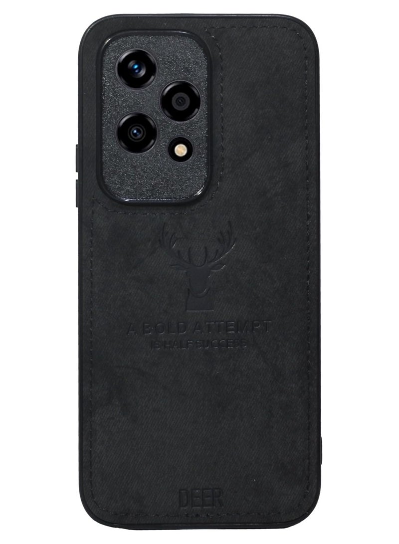 Digital Luxury Soft Texture Patterned TPU Cloth Case, Dirt-Resistant, Anti-Shock, Anti-Fingerprint, Full Body Protective For Honor 200 Lite (Black)