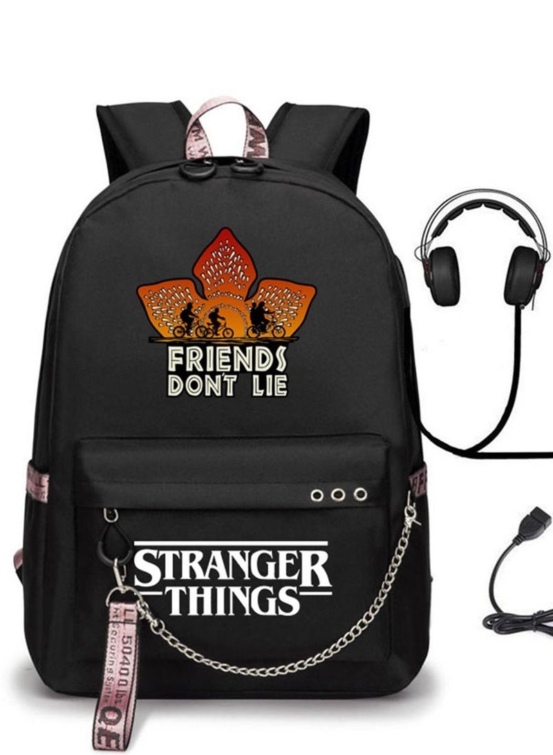 general Stranger Things Casual Backpack with USB Charging Port