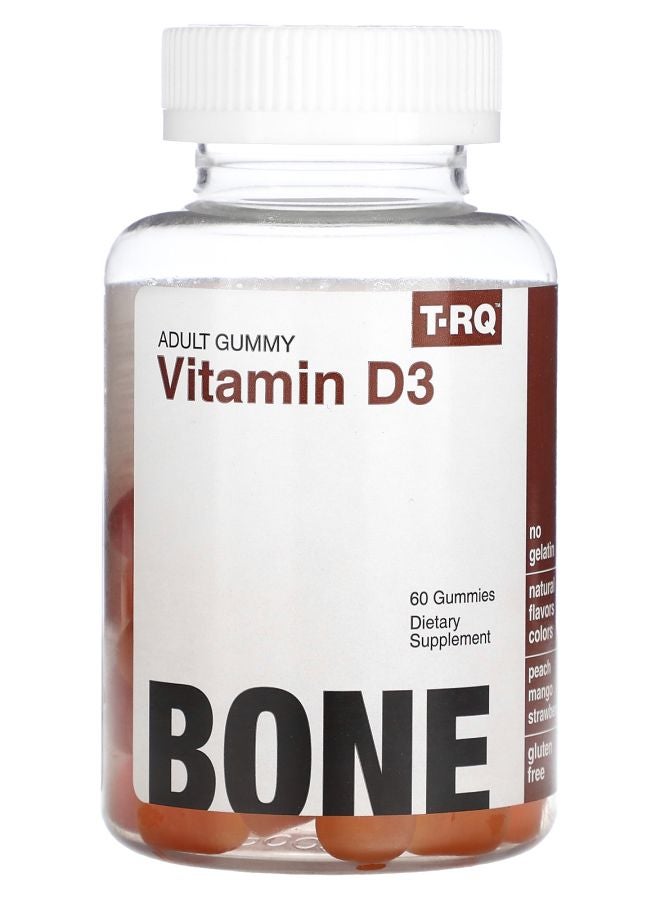 TRQ Adult Gummy Vitamin D3 Peach Mango Strawberry  60 Gummies