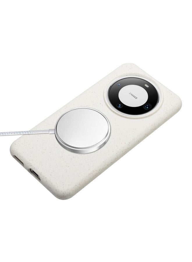 S-TOP Case For Huawei Mate 60 Pro Wheat MagSafe Magnetic Straw Material + TPU Phone Case with Lanyard - Image 2