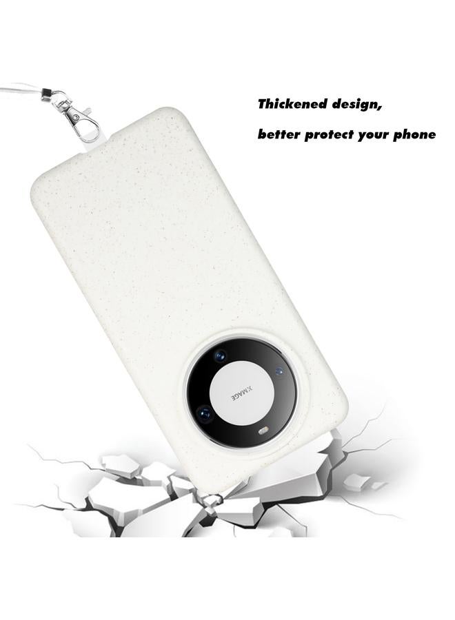 S-TOP Case For Huawei Mate 60 Pro Wheat MagSafe Magnetic Straw Material + TPU Phone Case with Lanyard - Image 3