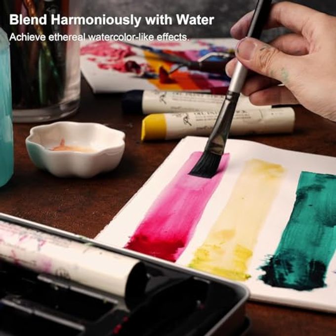Phoenix Professional Oil Paint Stick Water Soluable Set of 6 Basic Colors 37ml Large Soft Oil Pastels with Knife, Portable Metal Tin Travel Set - Image 5