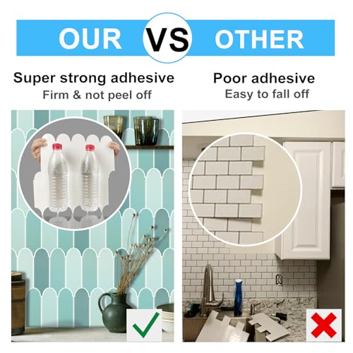 AdoDecor Peel and Stick Backsplash for Kitchen,Thicker Design Premium Green Feather Peel and Stick Backsplash, Seamless Backsplash Tile for Bathroom,12"x 12"(10-Sheet). - Image 5