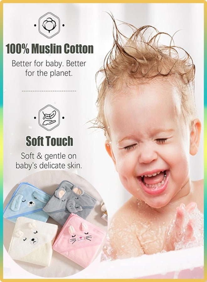 Baby Hooded Towel,Baby Bath Towels,Ultra Soft Thick Cotton Bath Towel for Newborn, Large and Absorbent Toddler Towels for Baby Boy Girl-100% Cotton for Newborns, Infants, Toddlers - Large 32x32Inch Size - Image 4