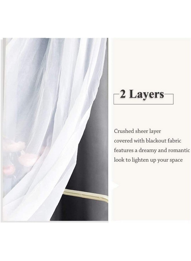 BFAM Sheer Curtains Blackout - Heavy-Duty Light Block Curtain Panels Pair with Grommet Top for Bedroom, Set of 2 (Dark Grey, 7 FT) - Image 5