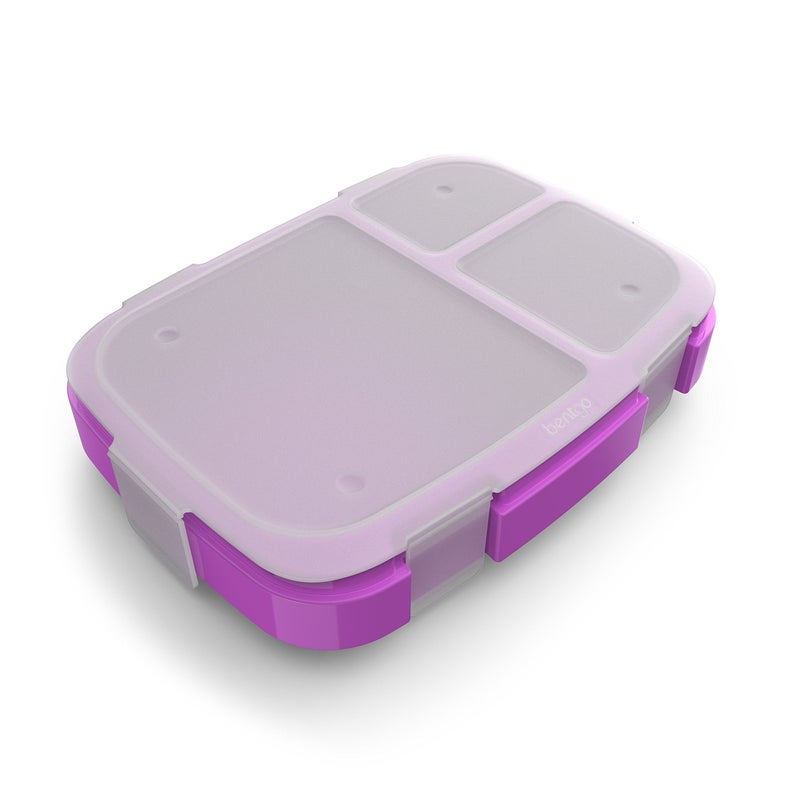 Bentgo Fresh Tray (Purple) with Transparent Cover - Reusable, BPA-Free, 4-Compartment Meal Prep Container with Built-In Portion Control for Healthy At-Home Meals and On-the-Go Lunches - Image 1