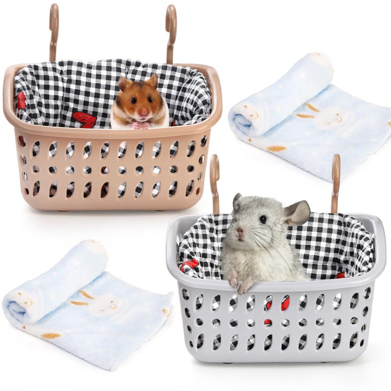 DEAYOU 2 Pack Rat Hammock for Cage, Chew Proof Small Animal Hanging Basket Bed with Hooks, Chinchilla Hideout Ferret Cage Accessories for Guinea Pig, Hamster, Sugar Glider, Hedgehog - Image 1