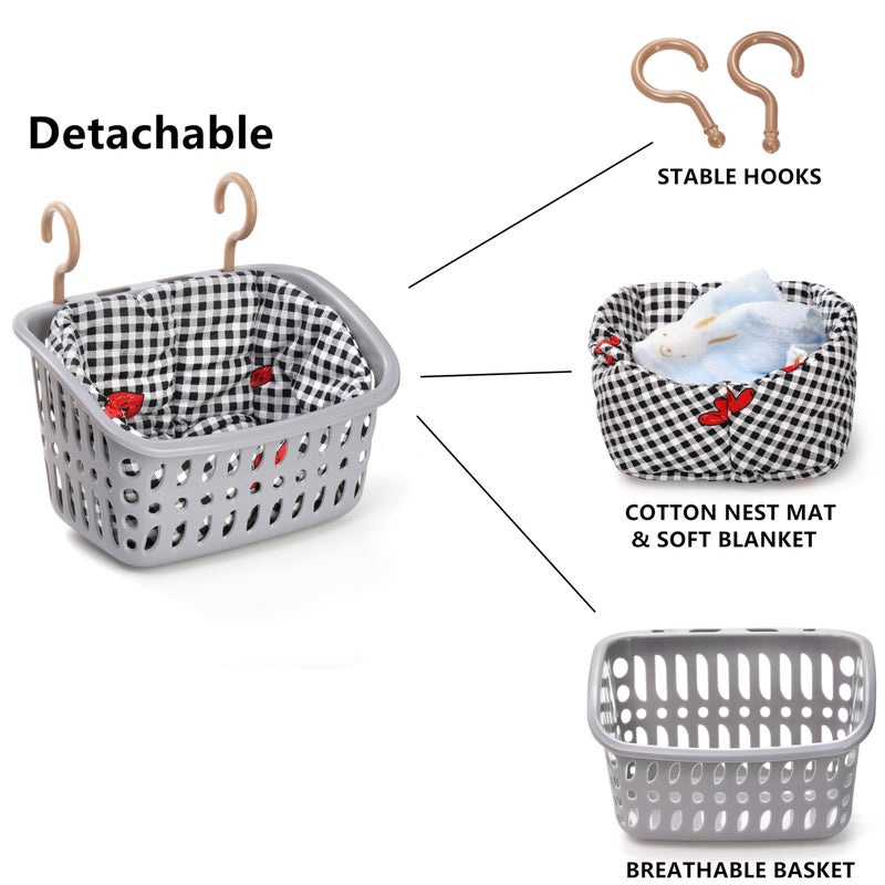 DEAYOU 2 Pack Rat Hammock for Cage, Chew Proof Small Animal Hanging Basket Bed with Hooks, Chinchilla Hideout Ferret Cage Accessories for Guinea Pig, Hamster, Sugar Glider, Hedgehog - Image 4