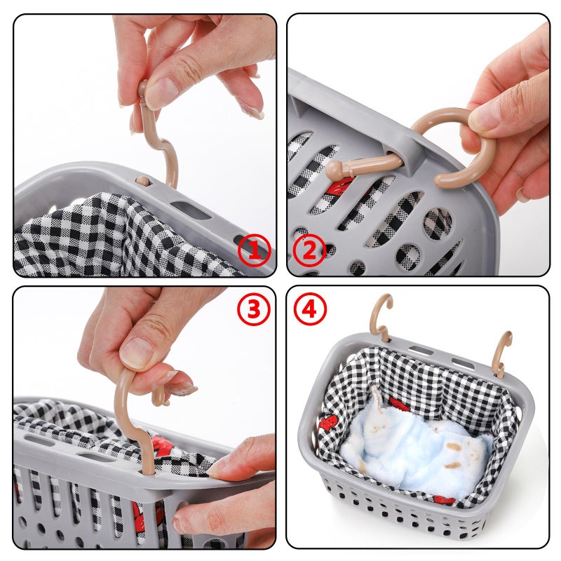 DEAYOU 2 Pack Rat Hammock for Cage, Chew Proof Small Animal Hanging Basket Bed with Hooks, Chinchilla Hideout Ferret Cage Accessories for Guinea Pig, Hamster, Sugar Glider, Hedgehog - Image 5