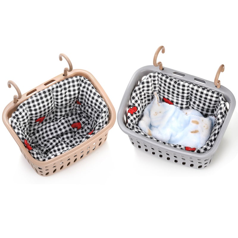 DEAYOU 2 Pack Rat Hammock for Cage, Chew Proof Small Animal Hanging Basket Bed with Hooks, Chinchilla Hideout Ferret Cage Accessories for Guinea Pig, Hamster, Sugar Glider, Hedgehog - Image 3