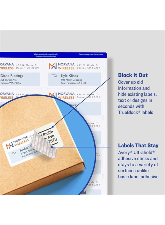 Avery Waterproof Printable Shipping Labels with Sure Feed, 5.5" x 8.5", White, 100 Blank Mailing Labels (5526) - Image 3