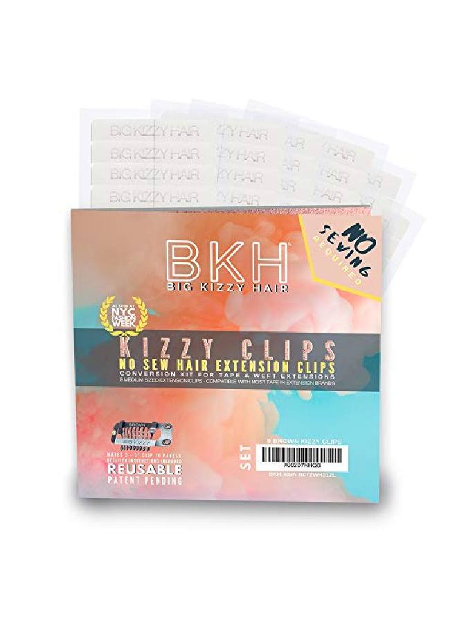 Big Kizzy Brown Kizzy Clips No Sew Extension Clips Kit Easily Convert Tape In Hair Extensions Or Wefted Hair Extensions Into Clip In Extensions Fast Easy & Makes Permanent Extensions Reusable! - Image 1