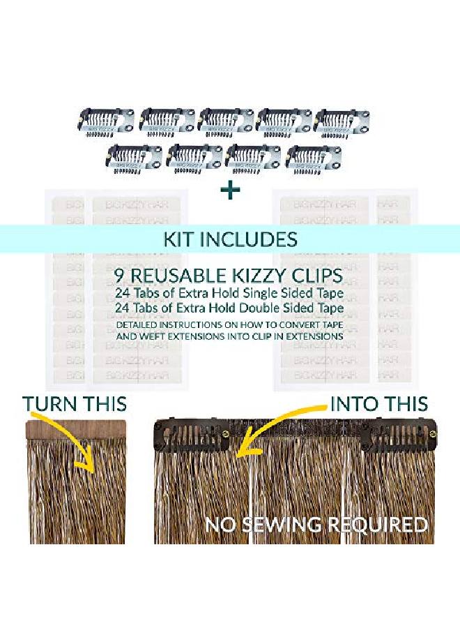 Big Kizzy Brown Kizzy Clips No Sew Extension Clips Kit Easily Convert Tape In Hair Extensions Or Wefted Hair Extensions Into Clip In Extensions Fast Easy & Makes Permanent Extensions Reusable! - Image 3