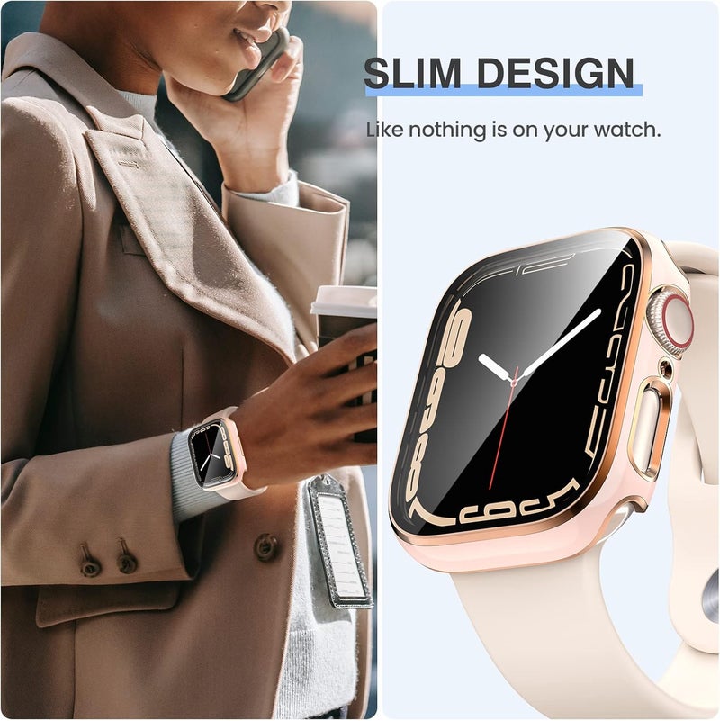 Tensea [3PCS for Apple Watch Screen Protector Case 45mm Series 9/8/7 Accessories, iWatch Protective Face Cover for Women Men, Tempered Glass Film Hard Bumper for iPhone Watch 45 mm - Image 4
