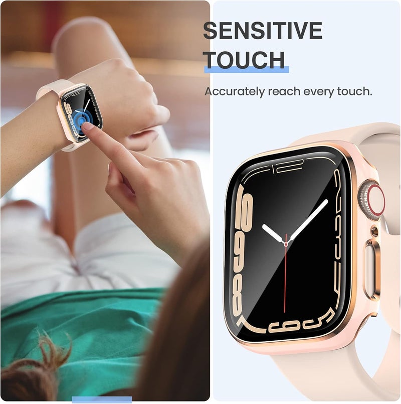 Tensea [3PCS for Apple Watch Screen Protector Case 45mm Series 9/8/7 Accessories, iWatch Protective Face Cover for Women Men, Tempered Glass Film Hard Bumper for iPhone Watch 45 mm - Image 5