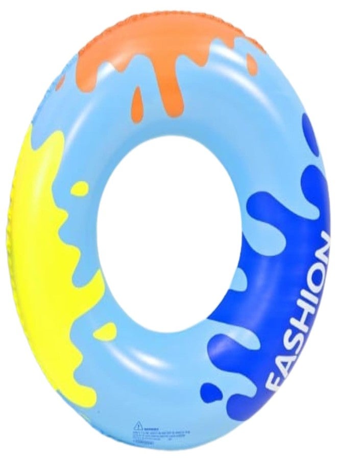 ARIDAM New Inflatable Pool Swim Ring for Kids & Adults - Blue Colorful Splash Design Water Float Tube for Beach, Swimming Pool & Summer Party Fun - Durable PVC Inflatable Raft - 80cm (No Handle) - Image 1