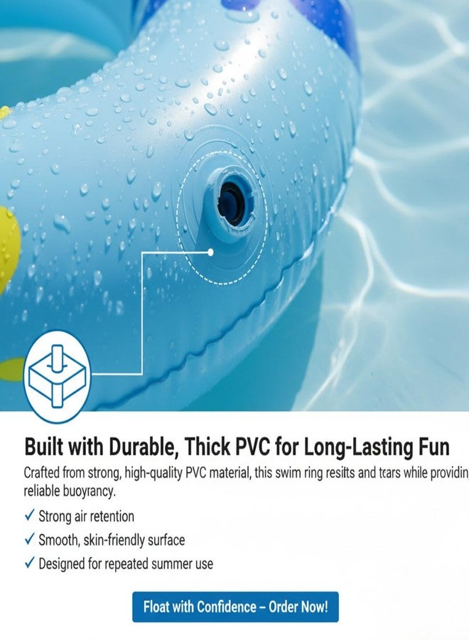 ARIDAM New Inflatable Pool Swim Ring for Kids & Adults - Blue Colorful Splash Design Water Float Tube for Beach, Swimming Pool & Summer Party Fun - Durable PVC Inflatable Raft - 80cm (No Handle) - Image 4