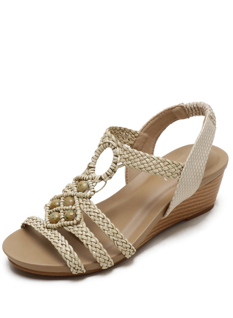 SIKETU Women's Summer Slope And Tourist Holiday  Retro Weaving Roman Sandals - Image 1