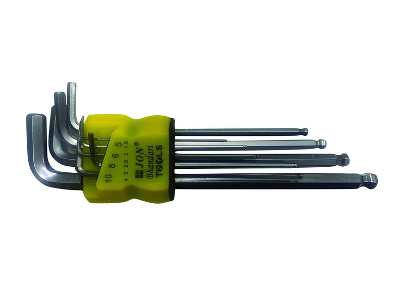 Jon Bhandari Tools Allen Key Set Ball Point (1.5mm – 10mm) | 9pc Hex Key/Wrench Tool Kit | Chrome Vanadium Steel | L-Shaped Hexagon Screwdriver Set for Bike, Furniture, DIY & Garage Use - Image 1