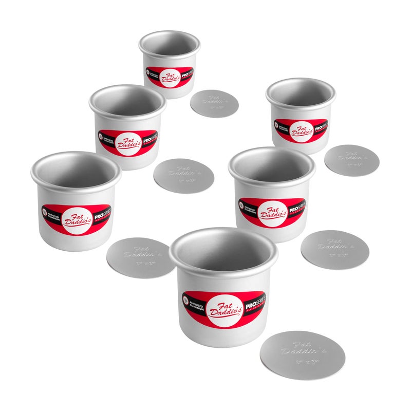 Fat Daddio's PCC-33CASE Anodized Aluminum Round Cheesecake Pans, 6 Piece Set, 3 x 3 Inch - Image 1