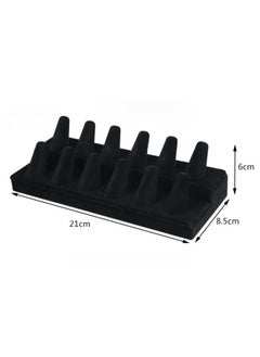 WAOKN 12 Fingers Ring Display Stands, Black Velvet 2 Step Ring Organizer, Showcase Display Drawer Ring Storage Jewelry Display Stands for Shows  - Image 2
