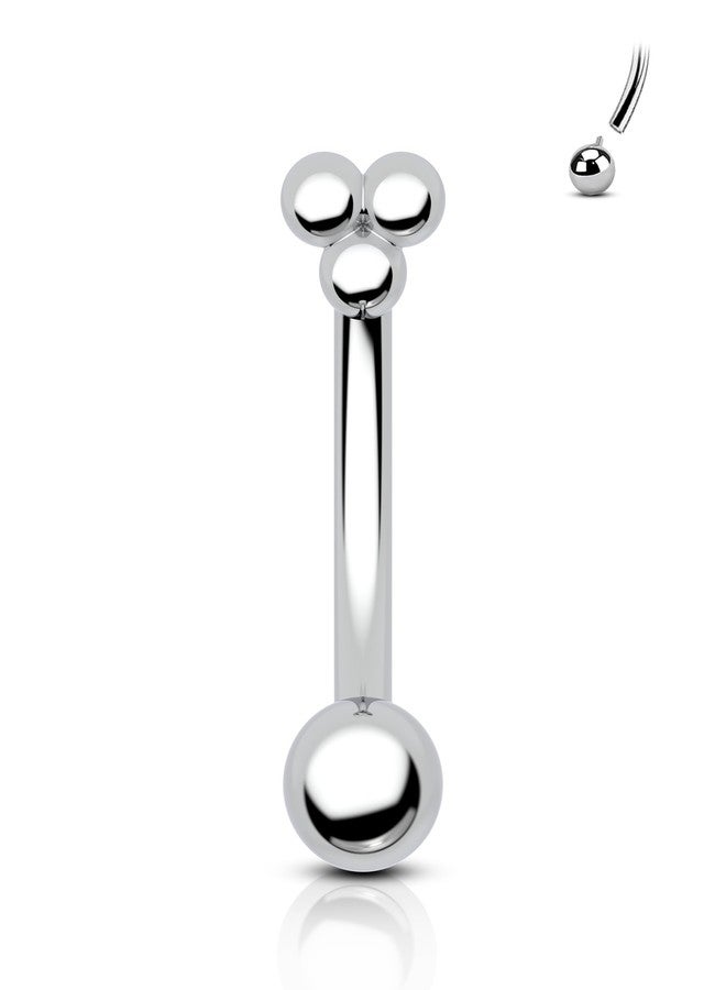 COCHARM G23 Titanium 16g Triple Ball Rook Earrings for Women Man Surgical Steel Rook Piercing Jewelry 16g Stainless Steel Eyebrow Jewelry 8mm Internally Threaded Eyebrow Ring - Image 1