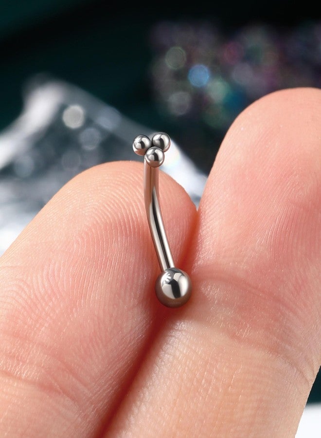 COCHARM G23 Titanium 16g Triple Ball Rook Earrings for Women Man Surgical Steel Rook Piercing Jewelry 16g Stainless Steel Eyebrow Jewelry 8mm Internally Threaded Eyebrow Ring - Image 4