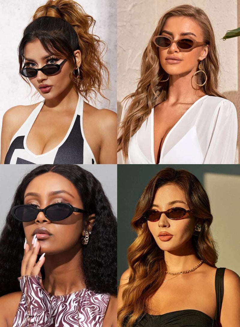 JUDOO Tiny Small 90s Oval Sunglasses for Women Men Retro Tinted Glasses - Image 2