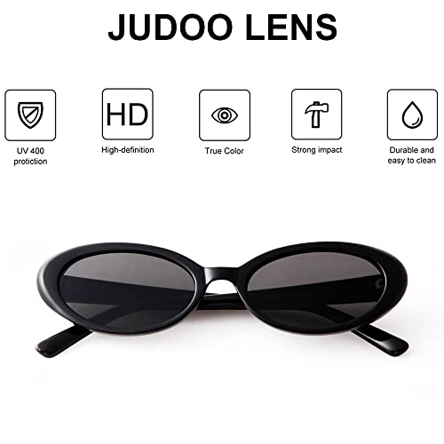 JUDOO Tiny Small 90s Oval Sunglasses for Women Men Retro Tinted Glasses - Image 5