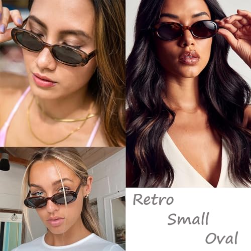 JUDOO Tiny Small 90s Oval Sunglasses for Women Men Retro Tinted Glasses - Image 3