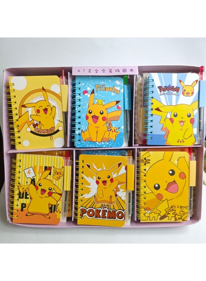 Generic 6 cartoon Pikachu circle book with ballpoint pen student mini portable notepad notepad stationery book  - Image 1