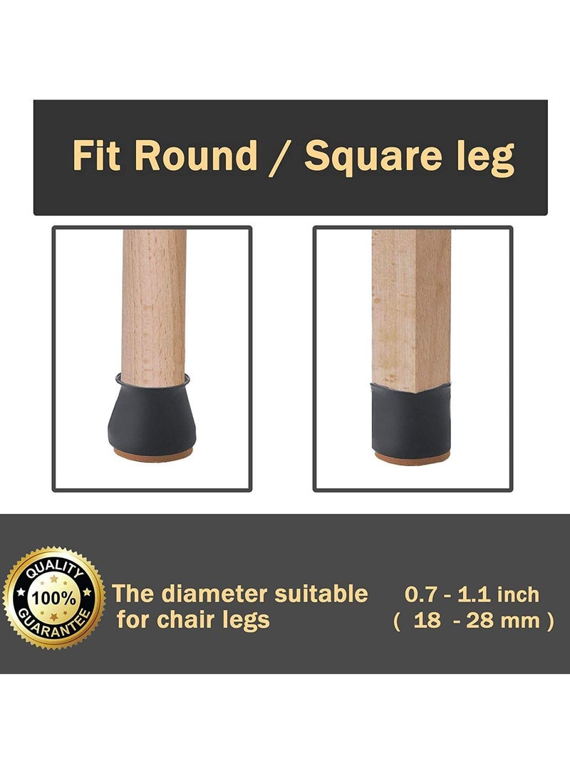 Excefore Silicone Chair Legs Floor Protectors Cover, Furniture Silicon Protection Cover with Felt Pad FIT 0.7 inch to 1.1 inch, Bottom Chair Pads for Round Furniture Table Feet Black, 24Pcs  - Image 4
