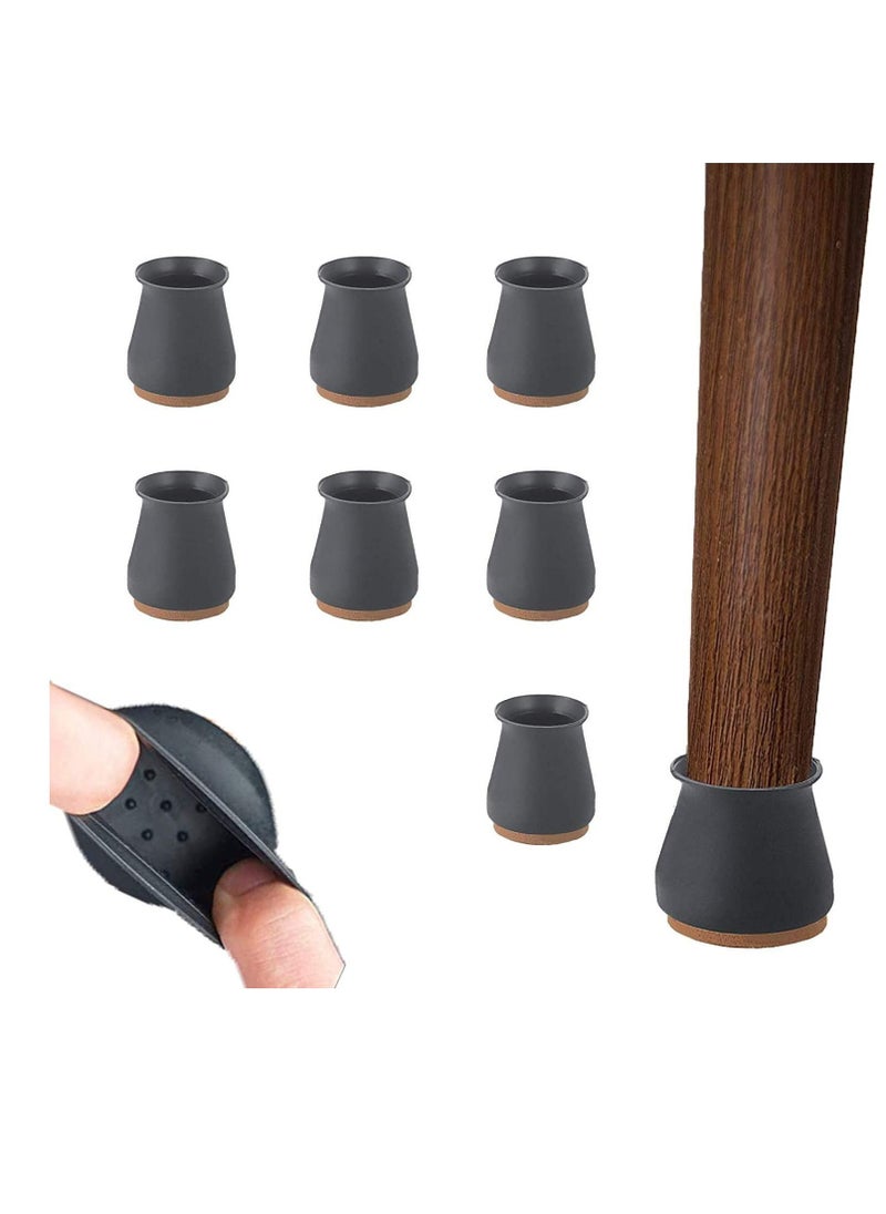 Excefore Silicone Chair Legs Floor Protectors Cover, Furniture Silicon Protection Cover with Felt Pad FIT 0.7 inch to 1.1 inch, Bottom Chair Pads for Round Furniture Table Feet Black, 24Pcs  - Image 1