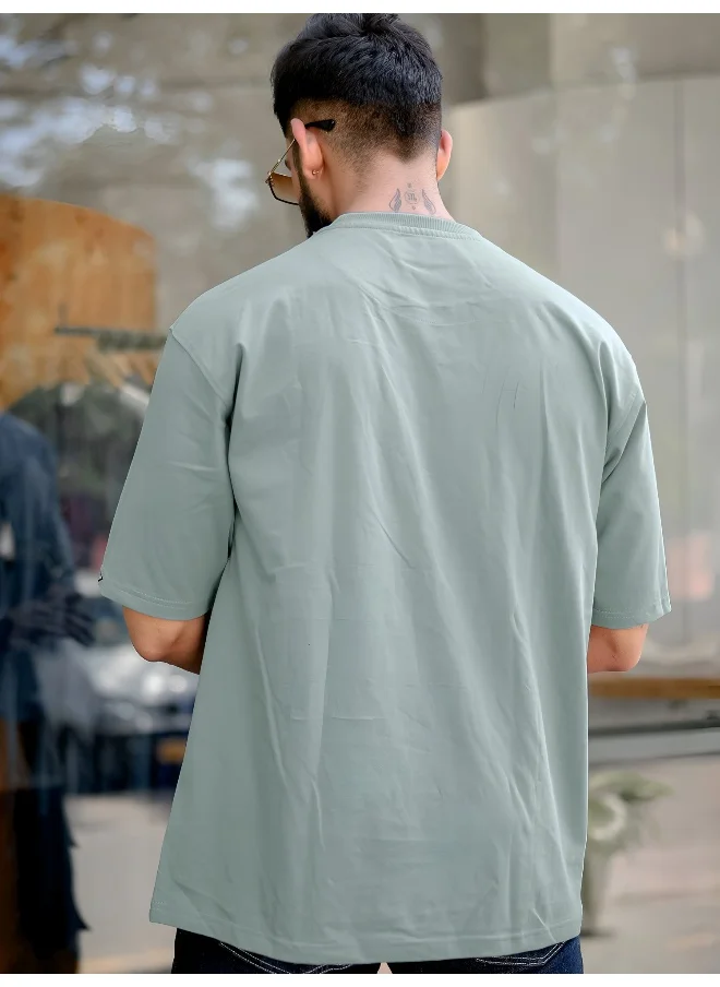 مانياك Mens Printed Round Neck 3/4th Sleeve Light Grey and White Cotton T-Shirt