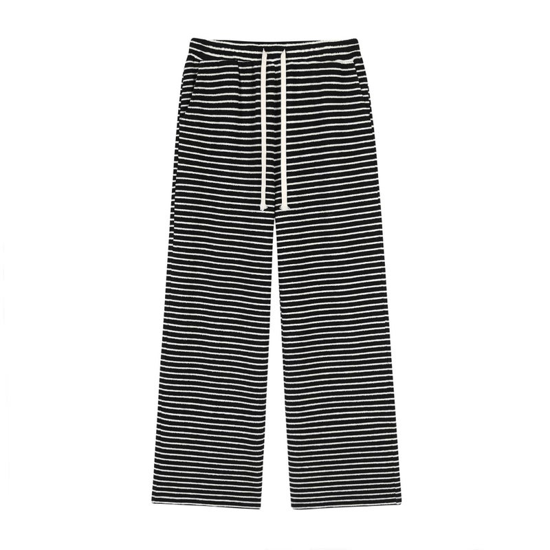 Striped Casual Plus Size Pants for Women White stripe  - Image 2