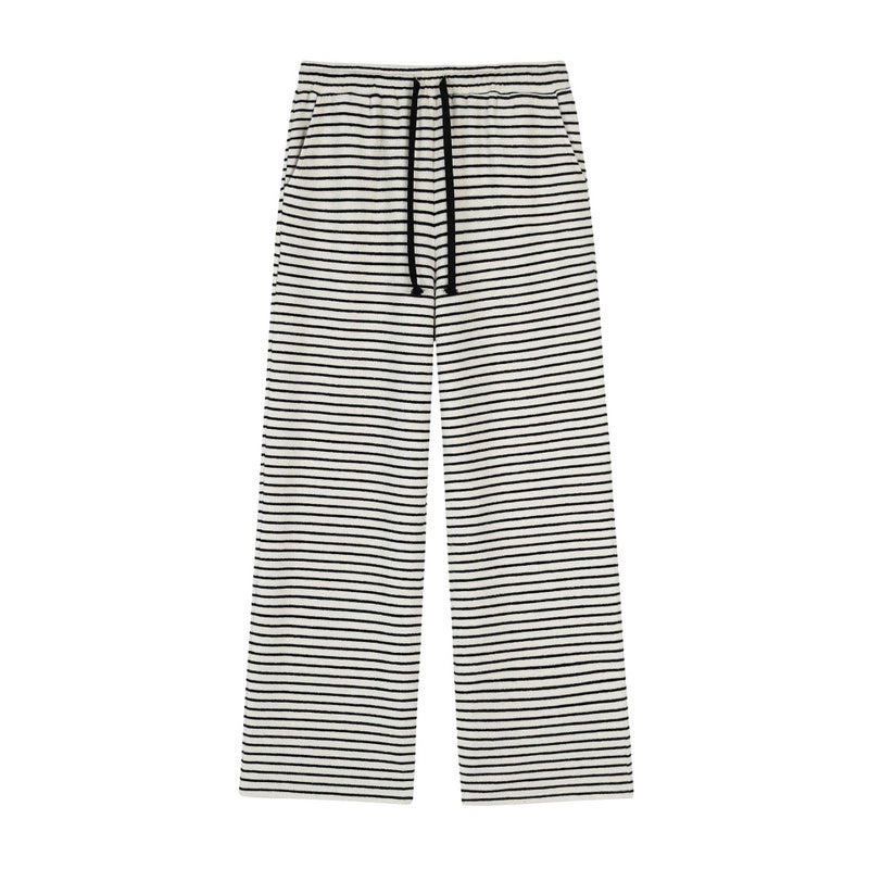 Striped Casual Plus Size Pants for Women White stripe  - Image 1