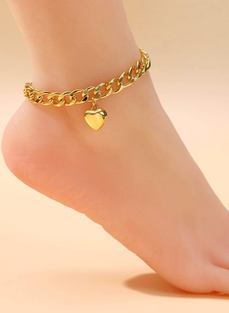 إيكوال خلخال نسائي انيق مصنوع من الاستانلس ستيل مطلي باللون الذهبي - Image 1