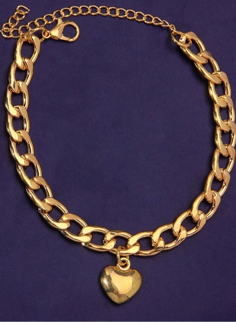 إيكوال خلخال نسائي انيق مصنوع من الاستانلس ستيل مطلي باللون الذهبي - Image 3