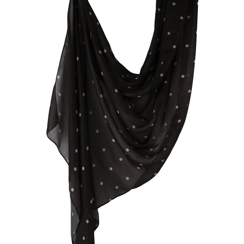 New Polyester-Cotton Polka Dot Printed Women's Long Scarf Shawl - Classic Fashionable Versatile Head Wrap 180x80cm