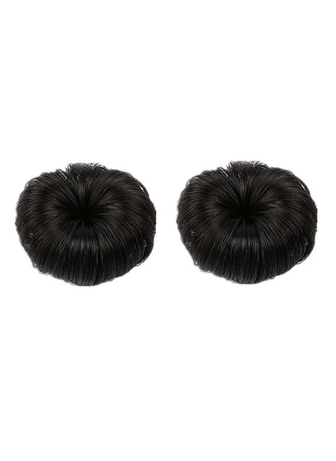 Teensery 2 Pcs Synthetic Fiber Hair Bun with Alligator Clip Hair Extension Chignon Donut Bun Short Ponytail Wig Hairpiece for Baby Girls, Small Size (Natural Black)  - Image 1