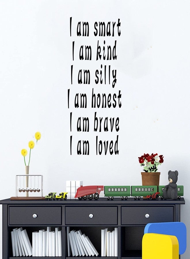 SEATUNE Wall Stickers for Kids, Wall Decals for Girls, Quotes Inspirational Boys Baby Nursery Living Room Bedroom Motivational Positive Family Home Art Vinyl Wall Decor, I Am Smart 11"X21" - Image 1