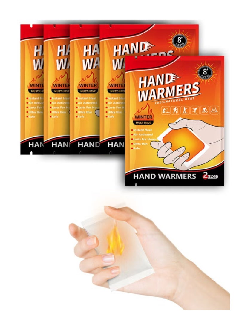 BOSART Air-Activated Disposable Hand Warmers, Unique Design Reacts with Air Creating a Safe and Long Lasting Hand Warmer, Disposable 10 Pair Pack, Orange - Image 1