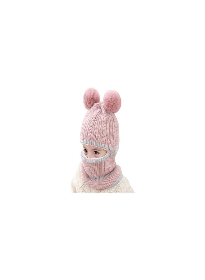 Generic Kids Winter Hat Set, 2-Piece Fleece Lined Beanie with Double Pom Pom Ears, Cozy Cable Knit Cap for Toddlers, Perfect for Cold Weather, Ideal for Ages 1-9, Boys and Girls Winter Accessories  - Image 4