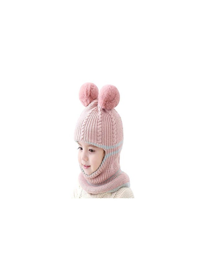 Generic Kids Winter Hat Set, 2-Piece Fleece Lined Beanie with Double Pom Pom Ears, Cozy Cable Knit Cap for Toddlers, Perfect for Cold Weather, Ideal for Ages 1-9, Boys and Girls Winter Accessories  - Image 5